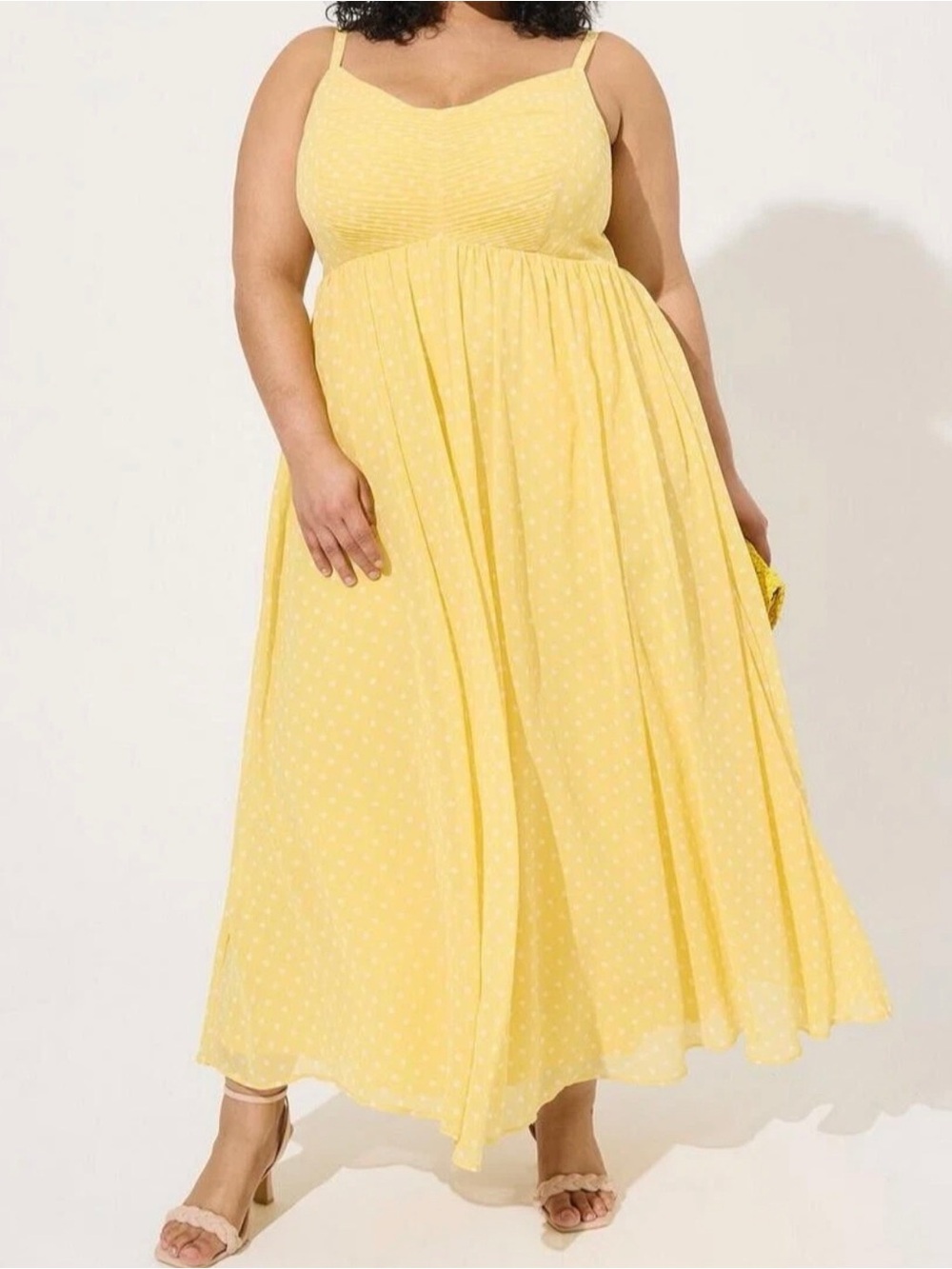 torrid Yellow Polka Dot Challis Maxi Dress 00